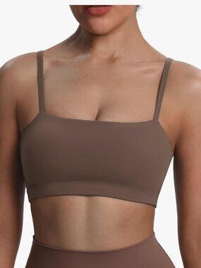 Aoxjox Women's Workout Bandeau Bras Training Fitness Running Yoga  Fudge Coffee